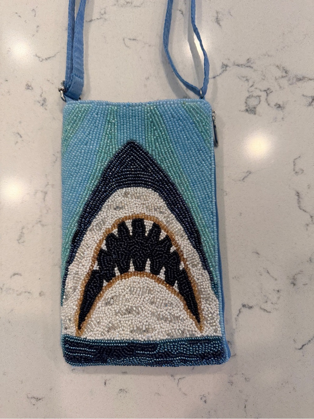 Beaded Shark Design Crossbody Club Bag